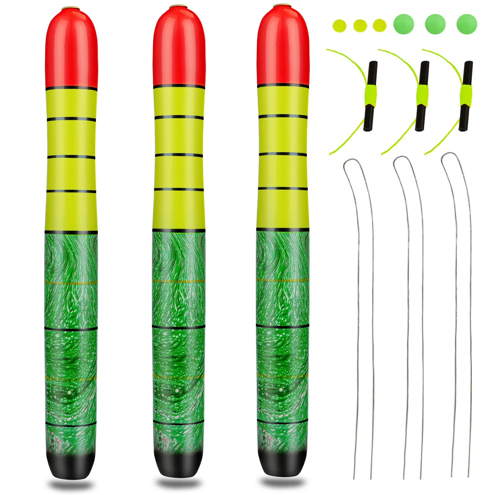 

3pcs Catfish Pole Floats 7in 8in 10in 12in Carp Fishing Slip Bobber Balsa Wood Stick Shape Fishing Floats Buoys Floating Bobbers