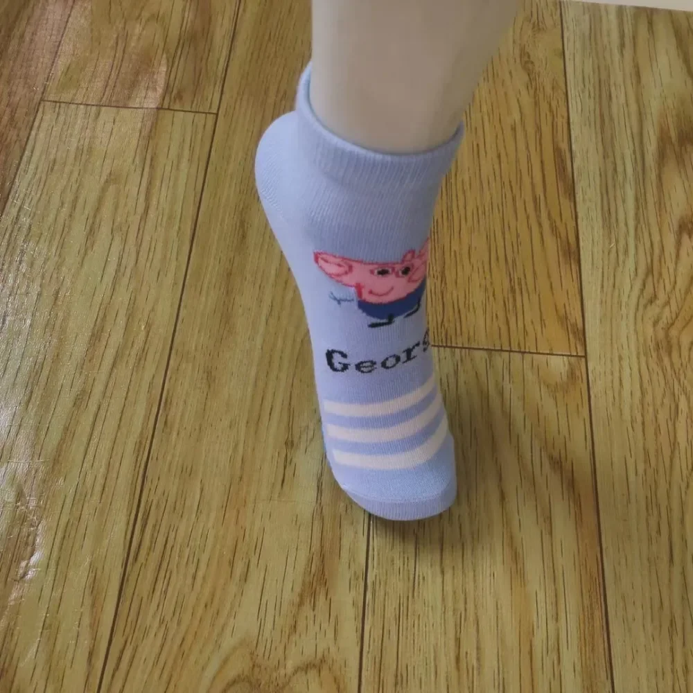 Chaussettes en coton Peppa Pig pour enfants, mi-mollet, dessin animé Kawaii, cadeaux pour filles, automne, hiver, 3 à 18 ans, 50 paires