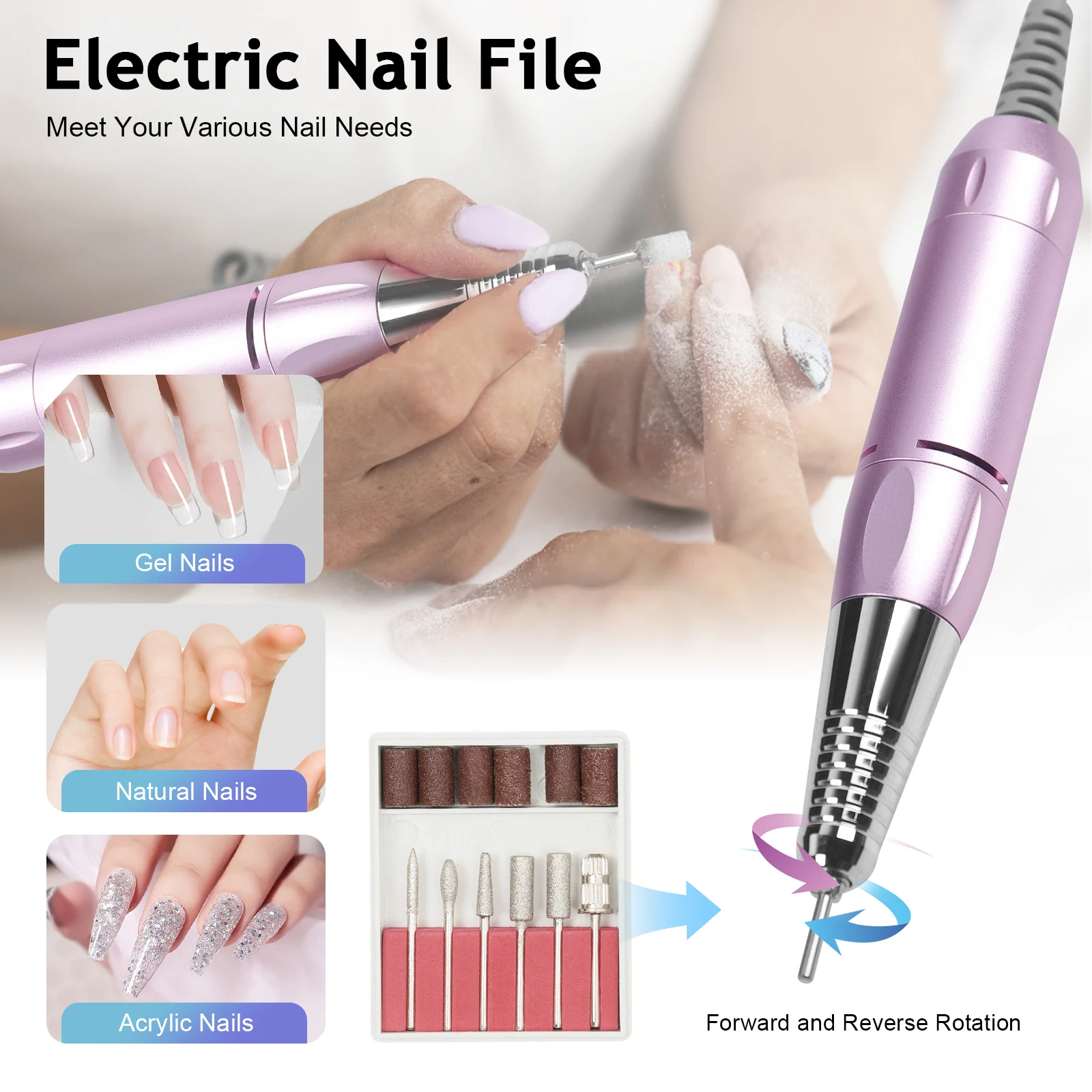 5 in 1 Electric Nail Drill Machine with Lighting and Handle 100-240V Adjustable Time Nail Art Machine 12.2*10.8*4.7in