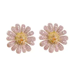 Luxury Flower Stud Earrings Beautiful Mini Zirconia Micro-inlay Daisy Earring Fashion Women Jewelry Wedding Bridal Earrings