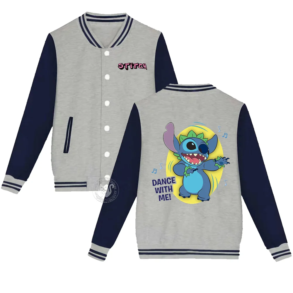 

Kids Disney Stitch Bite Print 2-14 years old Fall/Winter Baseball uniform Boys Girls Padded warm casual jacket tops