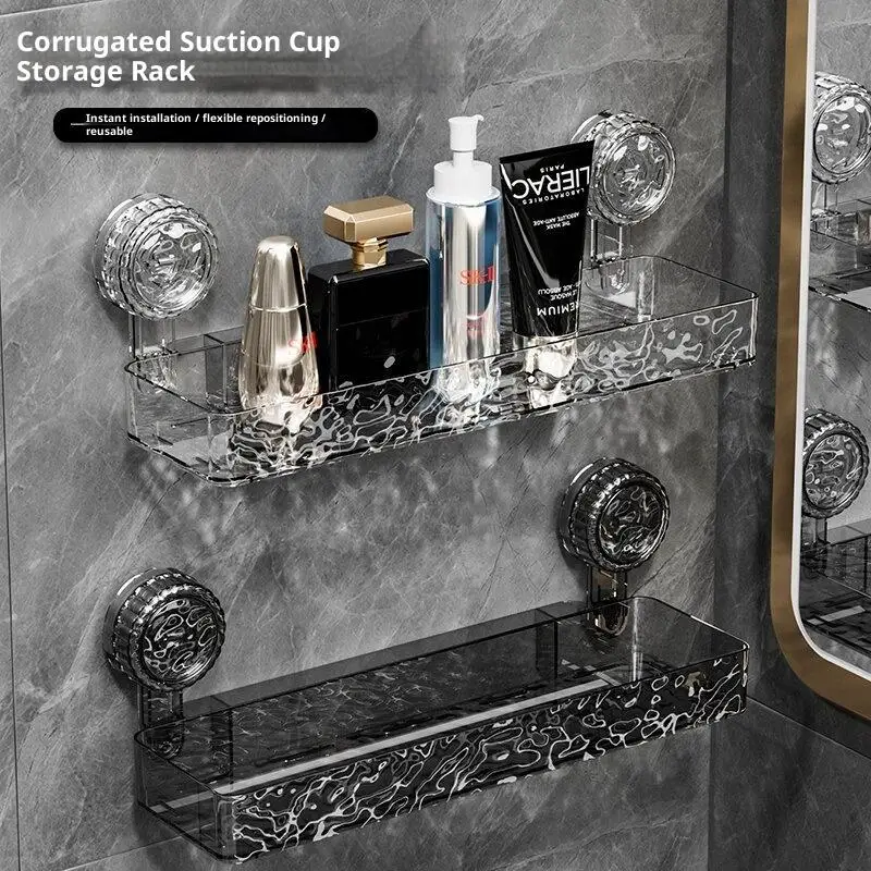 1/2PCS Plastic Suction Cups Shower Shelves Punch-Free Rectangular/Triangular Shower Storage Rack Removable Draining