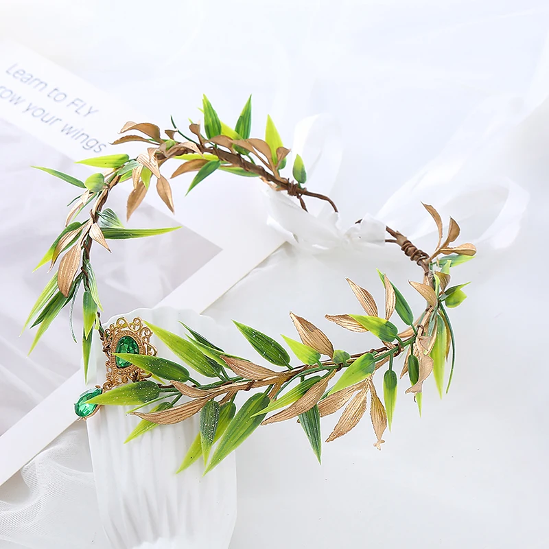 Fairy Leaf Rhinestone Headband Handmade Elf Princess Headpiece Forest Wedding Flower Crown For Women Girls Halloween image 6
