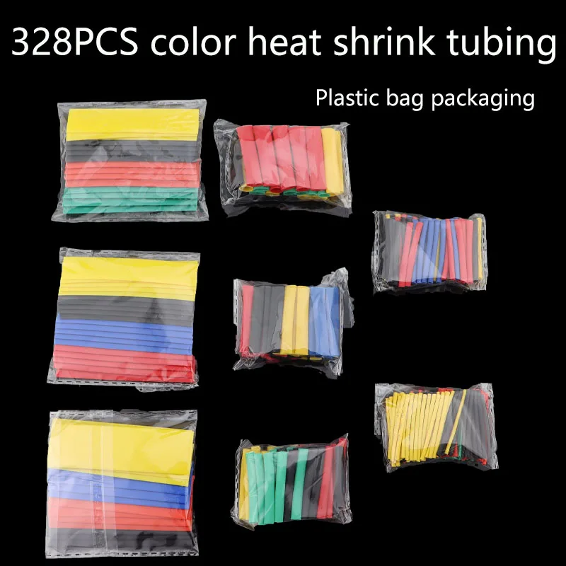 328PCS Heat Shrink Tubing 2:1Wire Cable Wrap Assortment Electric Insulation Tube Kit 5 Color 8 Size