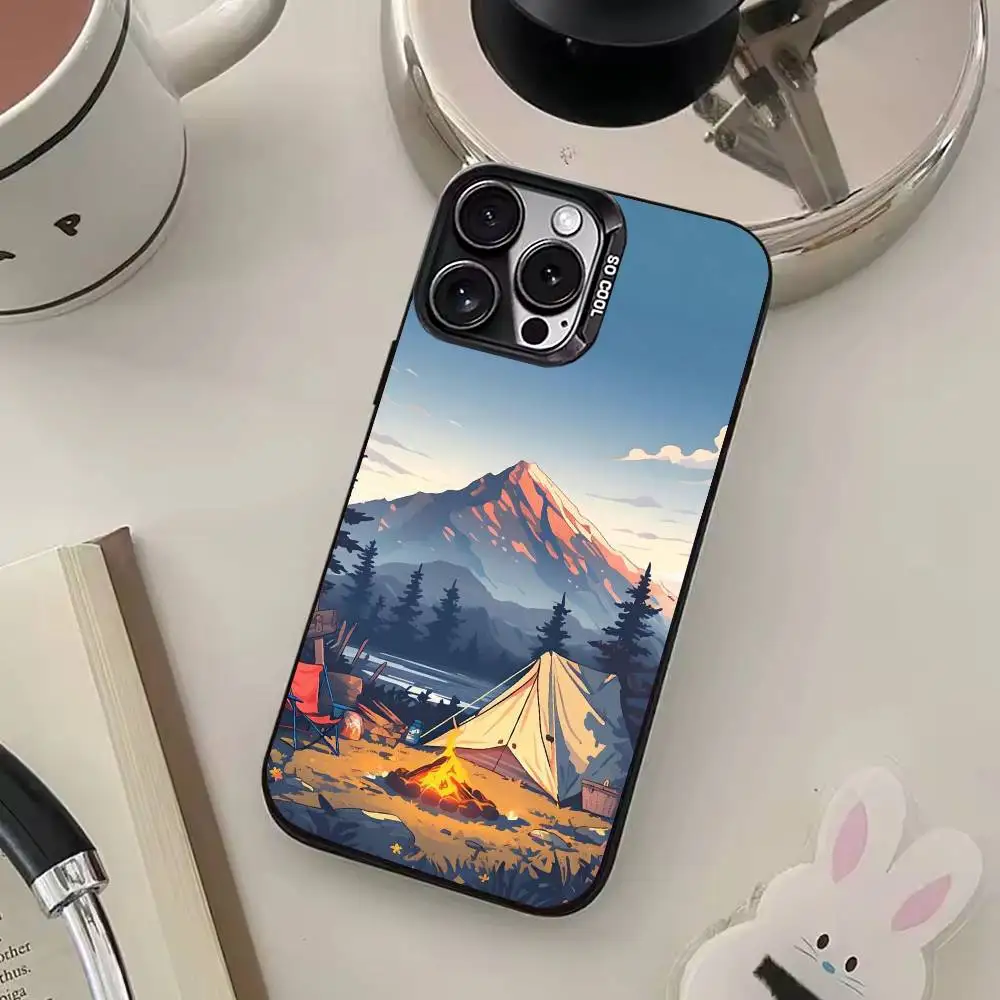 Mountain wild camping Phone Case For iPhone 17,16,15,14,13,12,11 Plus,Pro Max,Colored Silver Phone Case