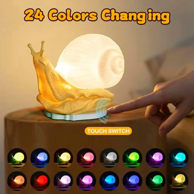 Ślimak lampka nocna 2 tryby światła i 24 kolory Baby Night Light Cute zaprojektowane dla dzieci lampka nocna dla dzieci dla dekoracja sypialni