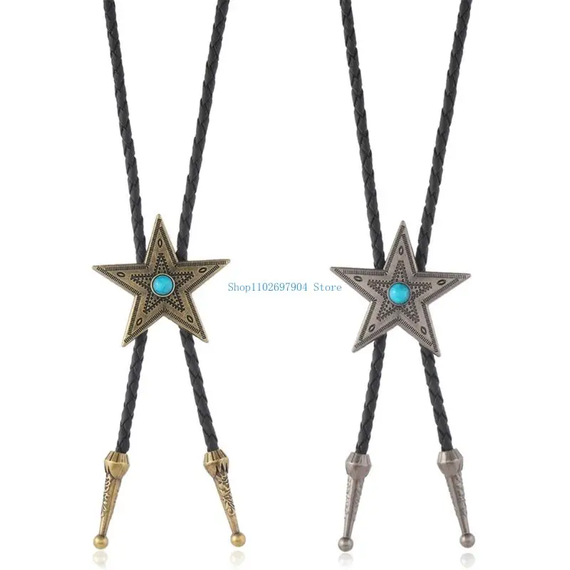 

N7YF Unisex Adjustable Bolo Tie Alloy Star Pendant Necktie For Men Women Formal Wear