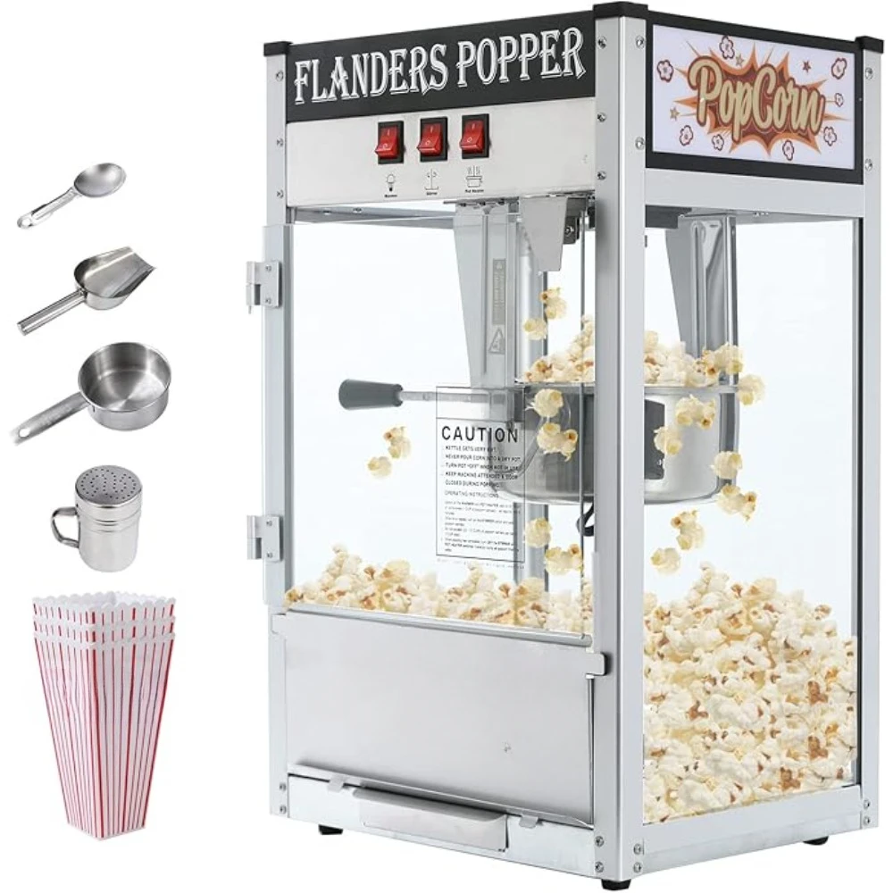 Popcorn Machine Makes Up To 32 Cup Countertop Popcorn Maker W/Stainless Steel Scoop & 3 Popcorn Cups Commercial Popcorn Machine