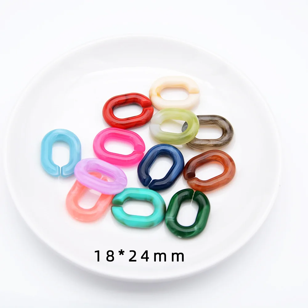 20 PCS 18 * 24mm U-shaped Jelly Colored Plastic Chain Insert Ring DIY Charm Making Necklace, Bracelet Box, Bag Chain Accessories