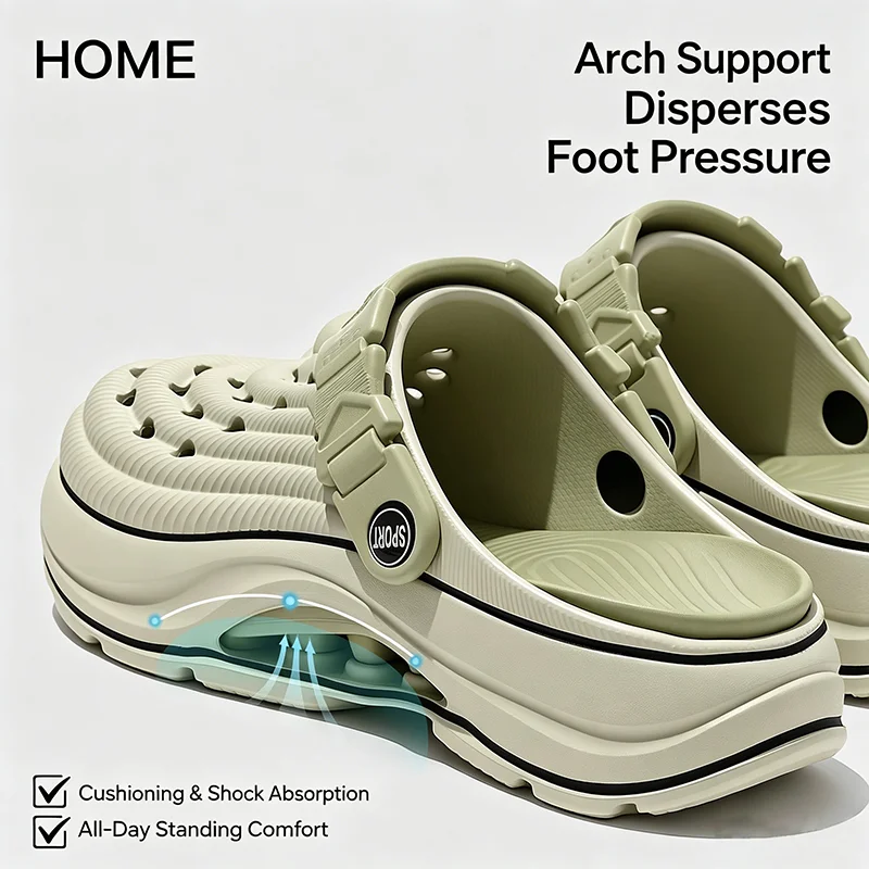 Outdoor Sandals EVA Clogs Slippers Men's Thick Sole Sock-Cushioned Summer with Anti-Slip Rubber Soles for Women's Beachwear image 3