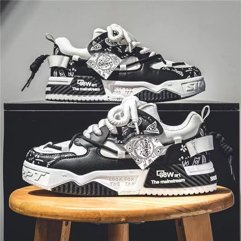 Men's Fashion Skate Shoes Breathable Running Sneakers Outdoor Mesh Casual Vulcanized Lace-Up Zapatillas