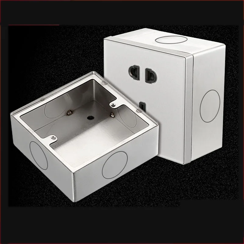 Type 86 Stainless Steel Button Box Surface Mount Universal Wall Switch Socket Junction Box 25mm Import