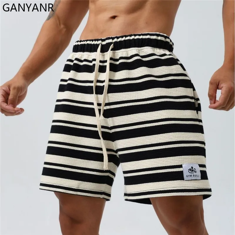 GANYANR-pantalones cortos para correr para hombre, ropa deportiva para entrenamiento de culturismo, Crossfit, gimnasio, ciclismo, verano, fitness, fútbol, baloncesto