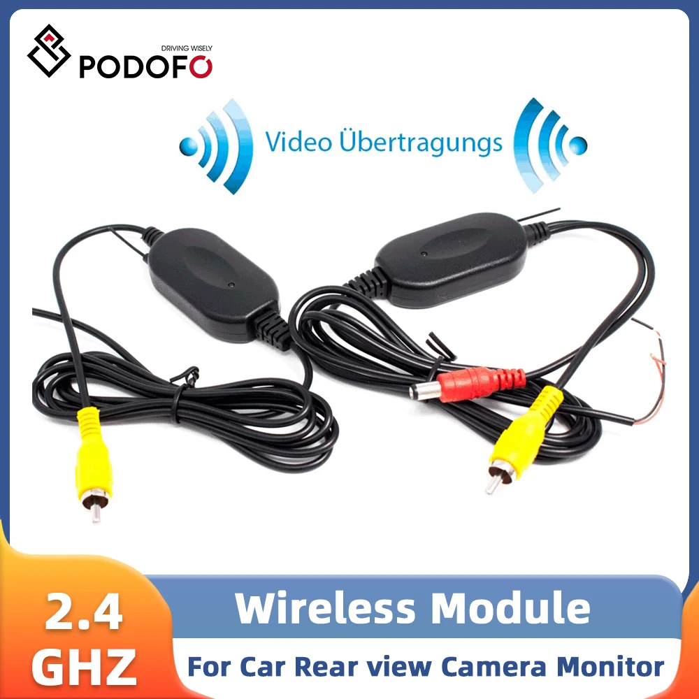 Podofo Wireless module 2.4 Ghz Wireless RCA Video Transmitter & Receiver for Car Rear view Camera Monitor