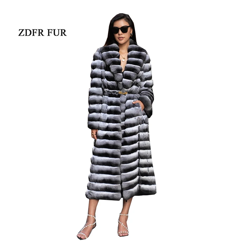 Inverno importacia ciano azul chinchila-Casaca con cuello vuelto x-long feminino de luxo cor natural chinchila casaca de pe, 2021