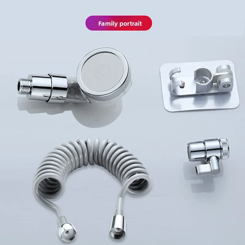 Flexible Spring Hose Hand Shower Head Set, Sink Tap Diverter Adapter Bathroom Wash Basin Modification Hair Washing Sprayer Kit