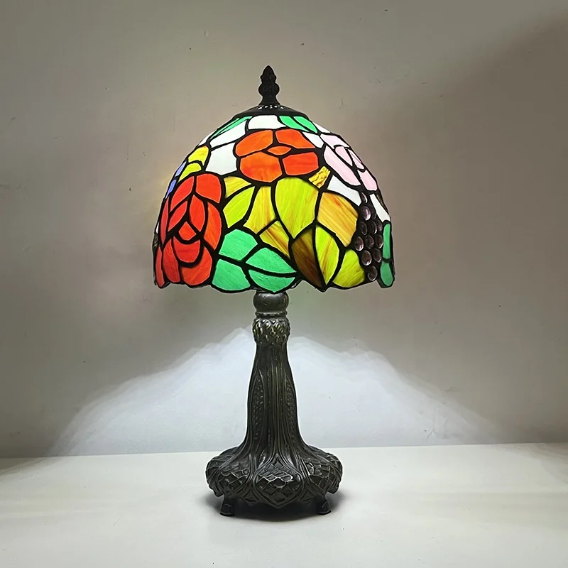 

8-дюймовый абажур для лампы в стиле Тиффани с розами из витражного стекла, настольная лампа для чтения в пасторальном стиле, декор для дома
