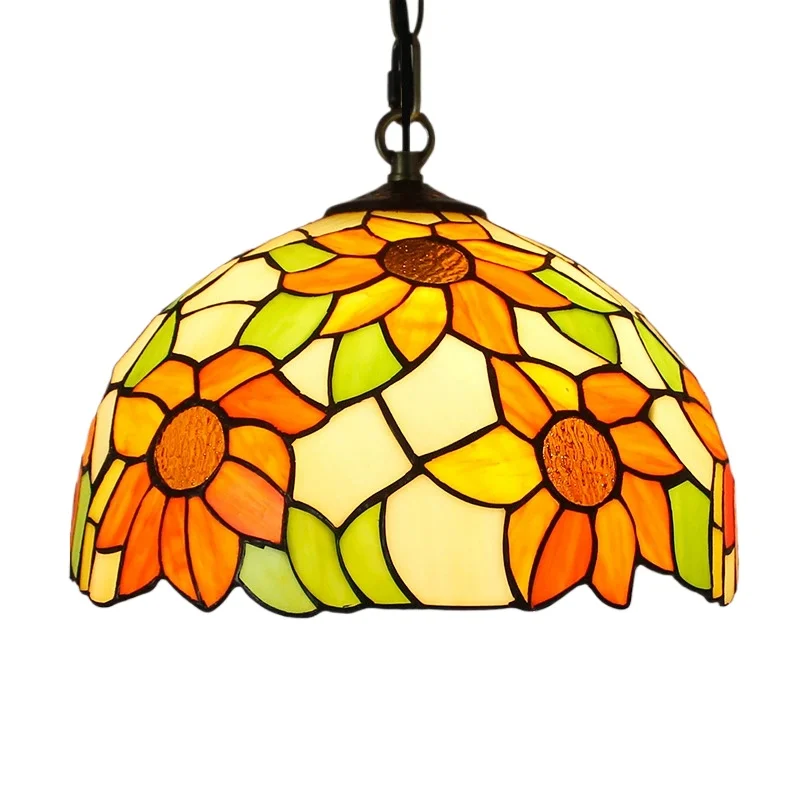 

12-дюймовый 16-дюймовый американский деревенский идиллический креативный солнечный цветок, классический витраж Тиффани, подвесной светильник для спальни, балкона, коридора