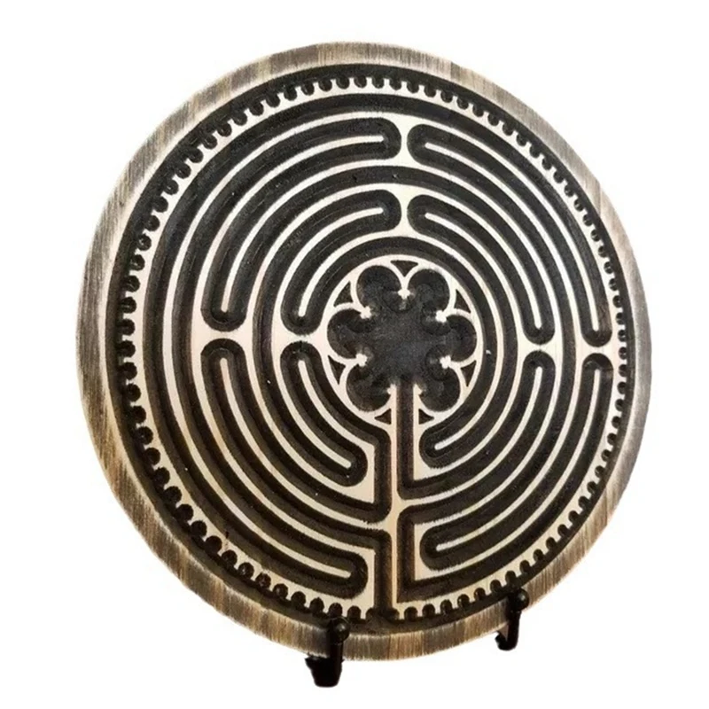 1 PCS Labyrinths Wood Labyrinths Wooden Mindfulness Tool And Altar Decoration As Shown For Meditation And Prayer, M