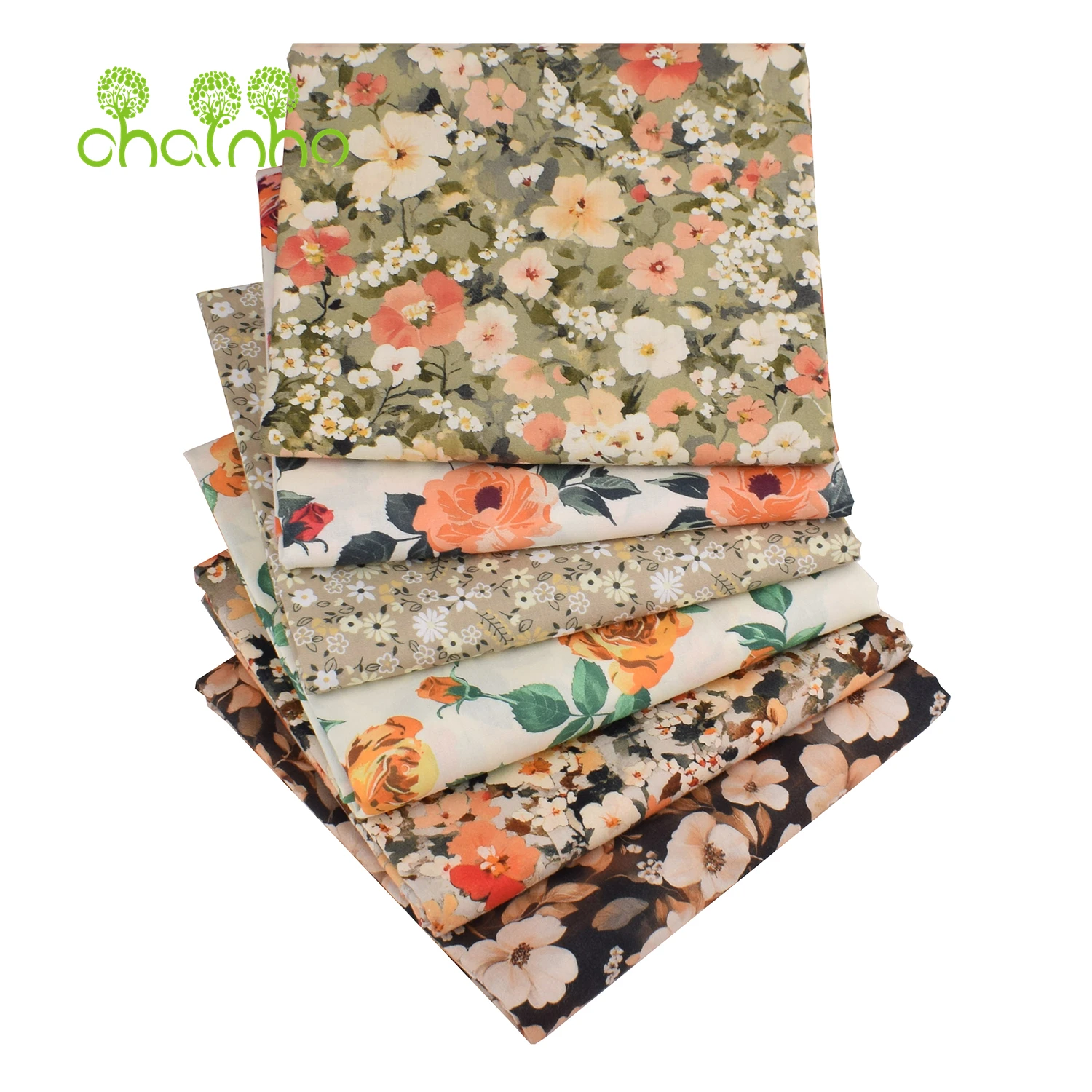 Digital Printed Plain Weave Poplin Cotton Fabric,DIY Quilting Sewing Material,Patchwork Cloth,6 Designs Floral Series,26PC37