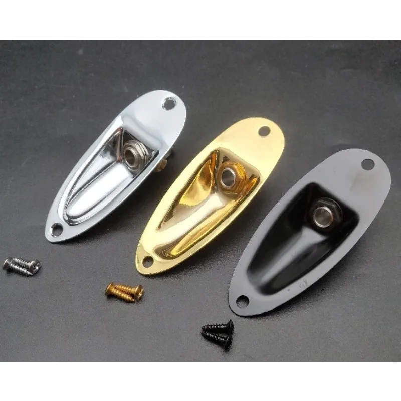 

Boat Style 1/4 inch Loaded Guitar Pickup Output Mono Jack Plug Socket Plate for ST Style Electric Guitar Black Gold Chrome