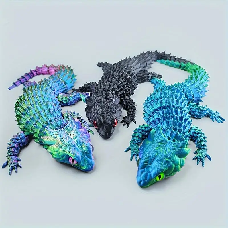 3D Printed Conjoined Lizard Statue Ornaments, Movable Cartoon, Creative Desk Plants, Rockery, Fish Tank Landscaping Decoration