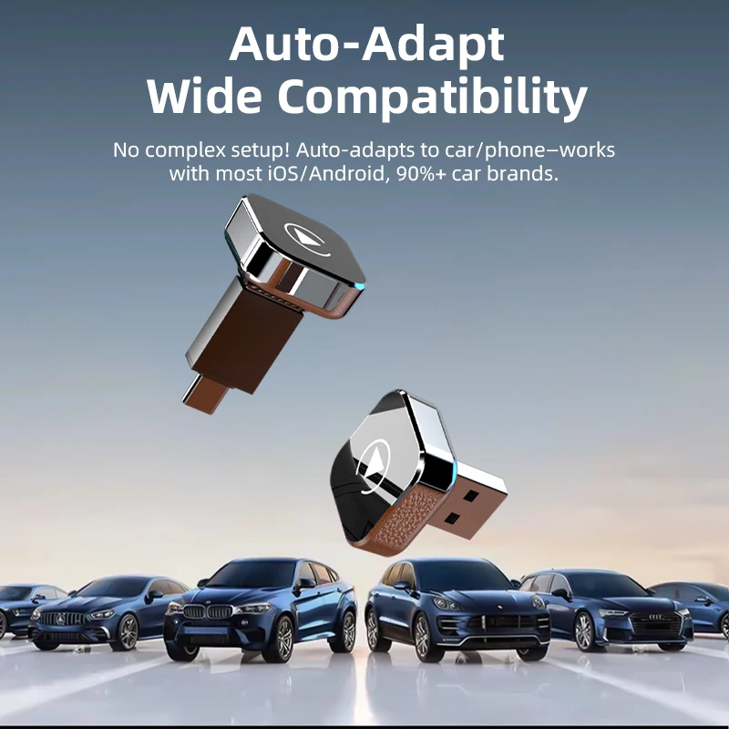 Vyvylabs Wireless CarPlay Adapter Fast Auto-Connect Mini Box USB Plug-and-play for iPhone 6 and Android 11 above with USB-A Port
