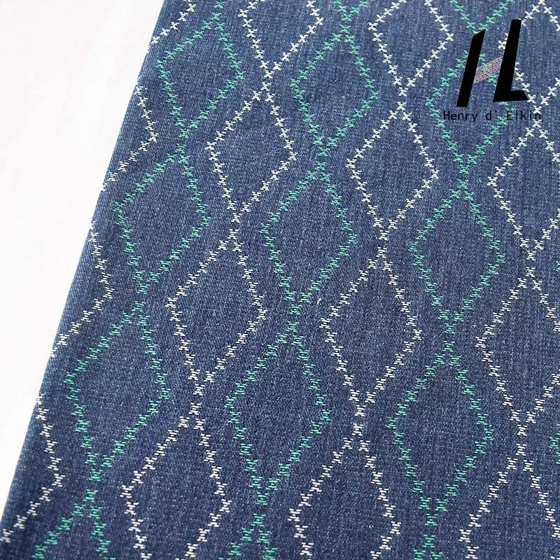 Модный стиль, жаккардовая джинсовая ткань с клетчатым принтом для одежды, юбки, брюк, ткань ручной работы «сделай сам», оптовая продажа