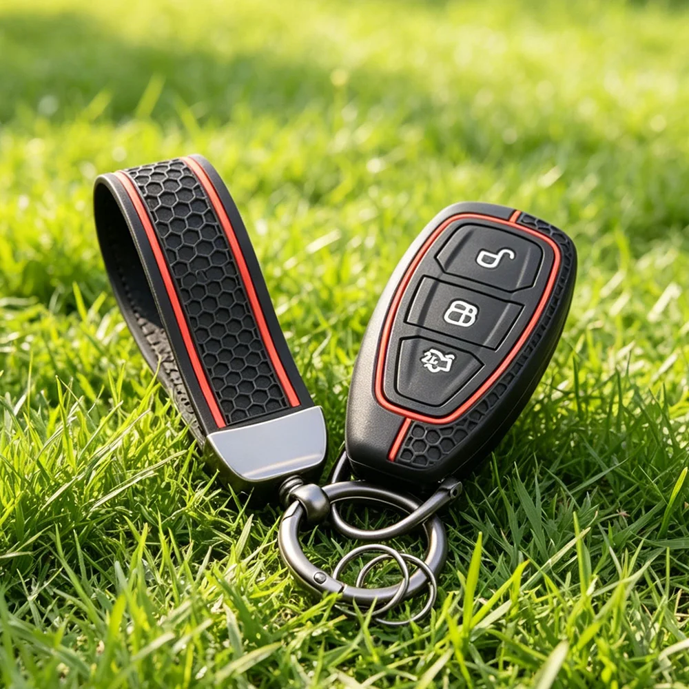 Car Key Pack for Ford ST Line Fiesta Focus Mondeo Ecosport Kuga Puma Edge Escape Metallic Silicone Car Key Fob Case Accessories