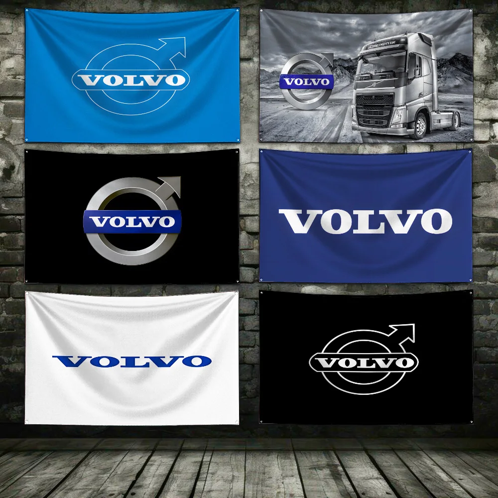 Флаг грузовика, полиэстер, цифровая печать, баннер для гаража, настенное украшение для двери с латунными втулками V-Volvos