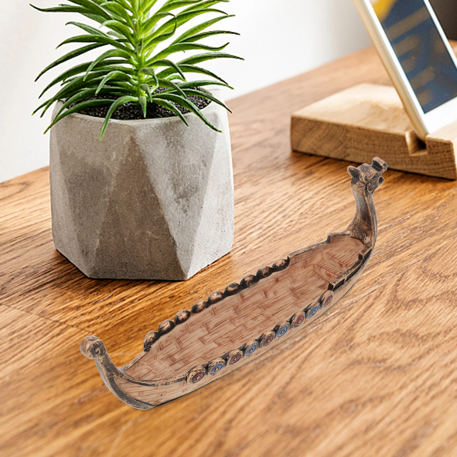 القراصنة نموذج باخرة ديكور المنزل الراتنج الحرفية تمثال مكتب غرفة طاولة مكتبية عرض مصغرة جمع قطعة فايكنغ قارب الزينة #4