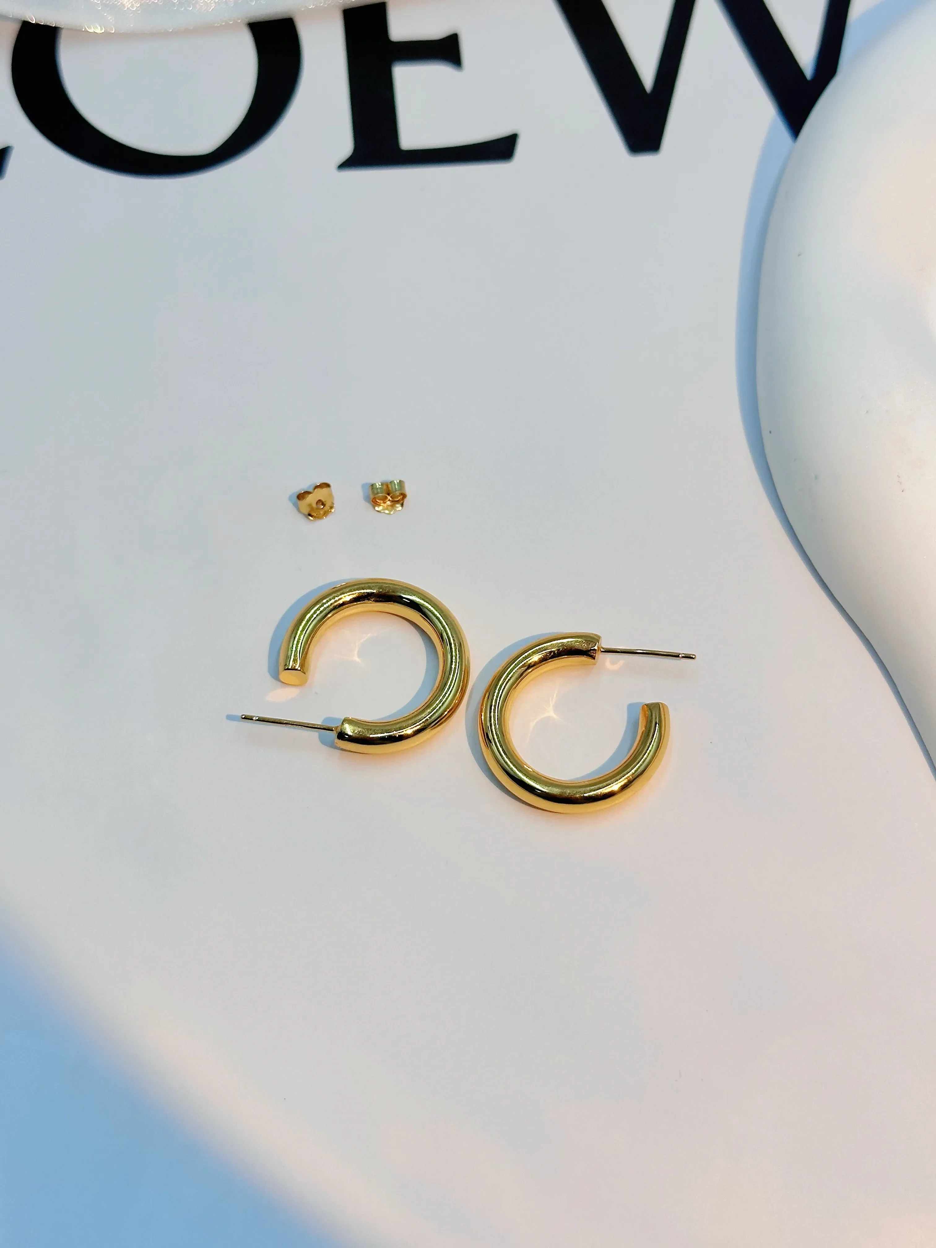 New European and American New 925 Sterling Silver Hoops Gipsy Golden Earrings AG Women's Party Christmas Exquisite Jewelry Gift
