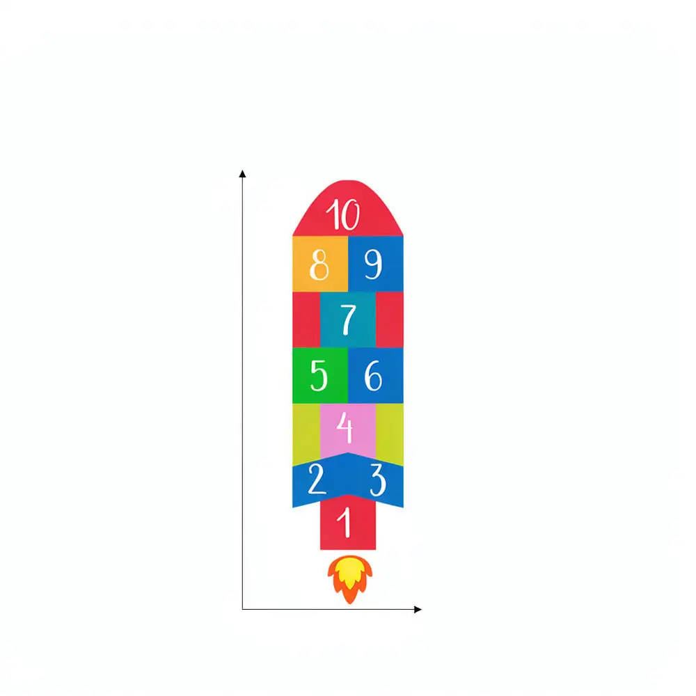 Educational Rocket Hopscotch Wall Sticker Kids Room Decoration Removable Adhesive Floor Decal Non Slip Play Mat For Kids