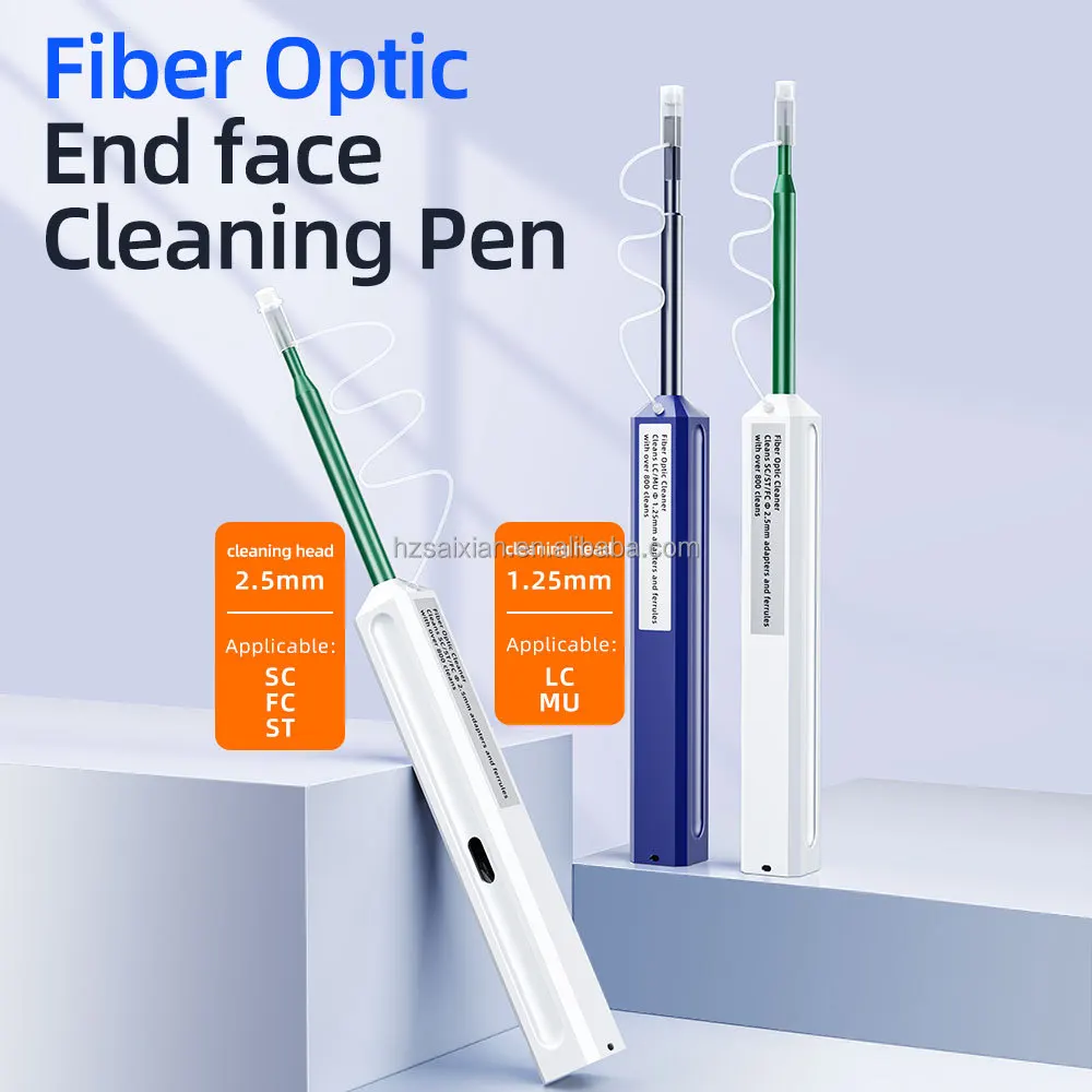 Factory LC/SC/FC/ST One-Click Cleaner Tool 1.25mm and 2.5mm Fiber Optic Cleaning Pen 800+ Cleans Fiber Optic Cleaner