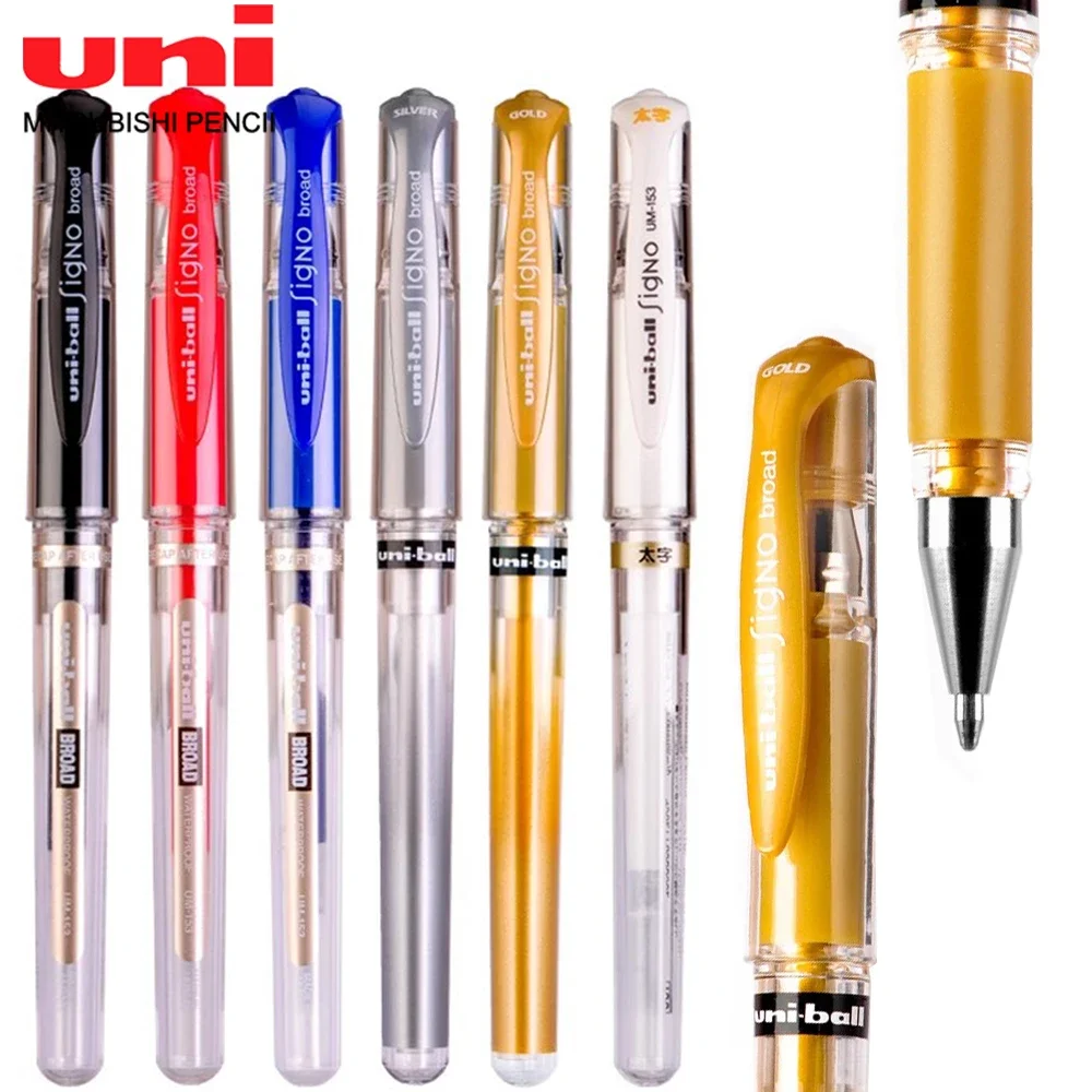 

6pcs Japan UNI 1.0mm Gel Pens UM-153 Smooth Non-smudge High-gloss White Pen Wedding Meeting Signature Art Supplies Stationery