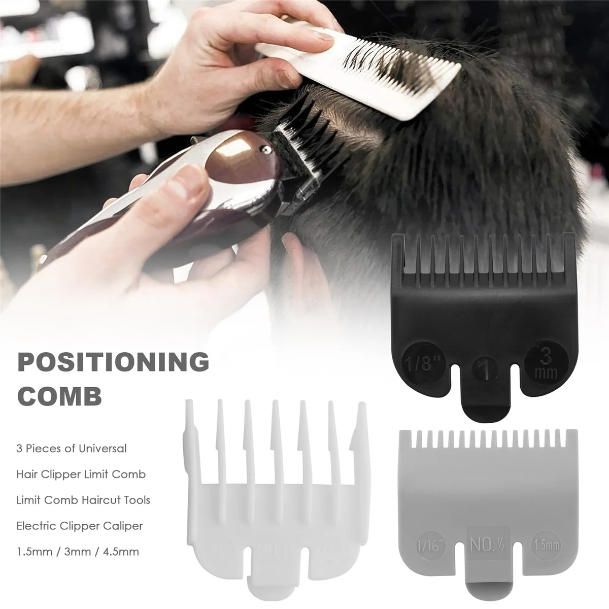 3 Stuks Universele Tondeuse Limiet Kam Limiet Kam Haircut Tools Elektrische Clipper Remklauw 1.5Mm/3Mm/4.5Mm