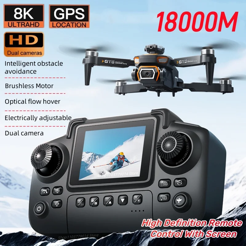 طائرة بدون طيار جديدة 8K HD كاميرا مزدوجة نظام تحديد المواقع العودة شاشة كبيرة تعمل باللمس التحكم عن بعد تجنب العوائق الذكية فرش 5G WIFI UAV