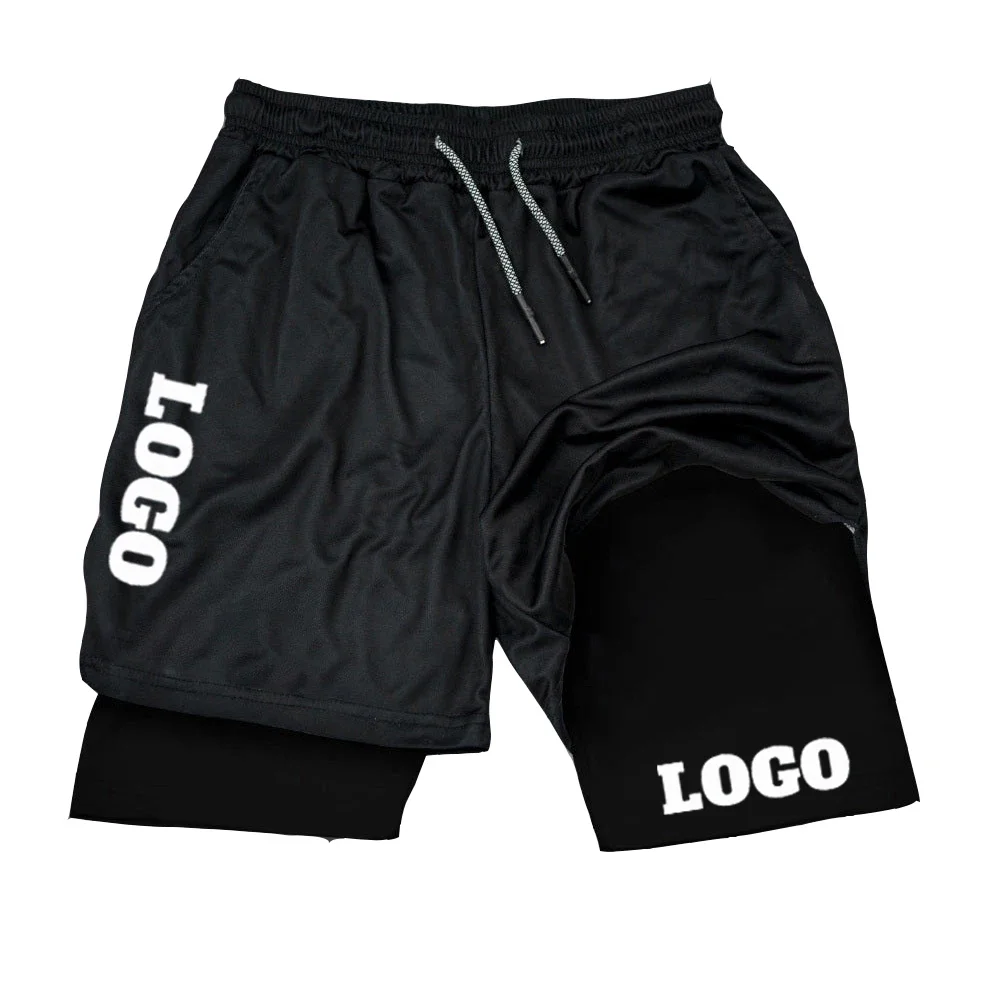 Custom Your Own Design Men Shorts 2 In 1 Double-deck Quick Dry GYM Sport Shorts Fitness Jogging Workout Men Sports Short Pants