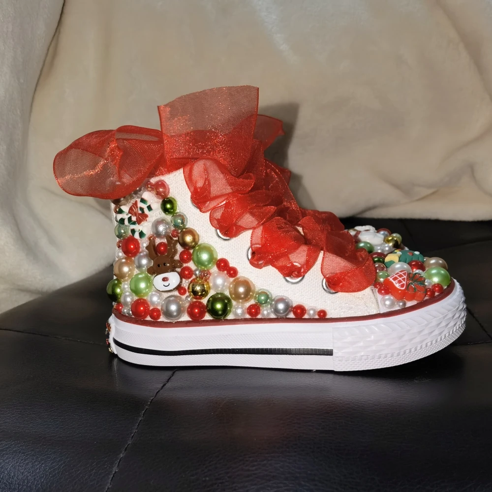 Christmas Gift Shoes Christmas Tree Santa Claus Decoration Diamond DIY Canvas Shoes