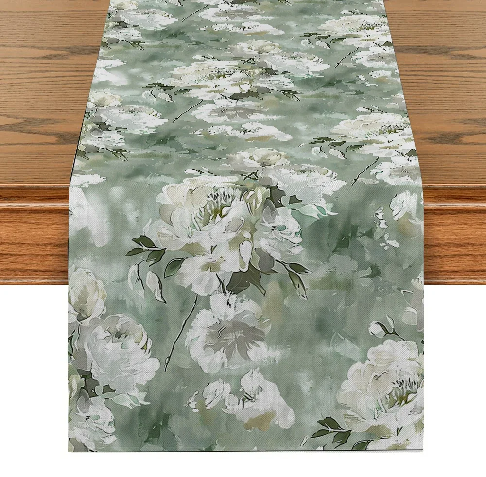 Plant and Flower Table Runners Dining Table Decorations Kitchen Supplies Watercolor Halo Dyed Table Runners Party Decorations