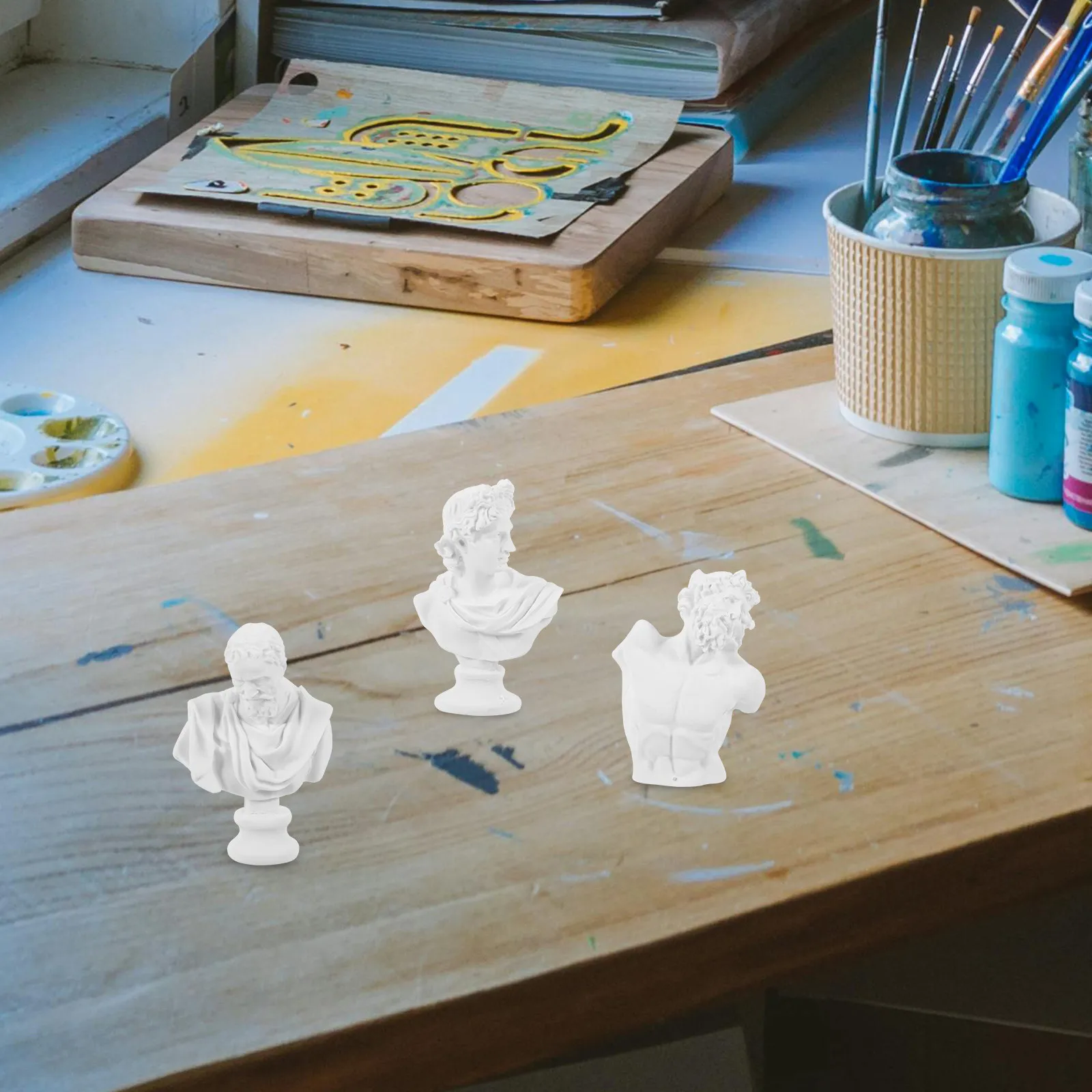 

Набор из 10 миниатюрных гипсовых бюстов: Изысканные греческие головы-скульптуры, настольные украшения, креативный декор для дома и офиса, художественный реквизит