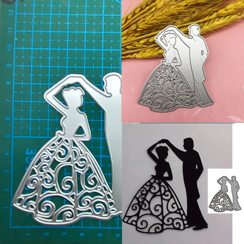 Bride and groom DIY Cards Scrapbooking Decor Embossing Dies Cut Stencils Folder Craft Delicate sand Metal Die Cutting Dies