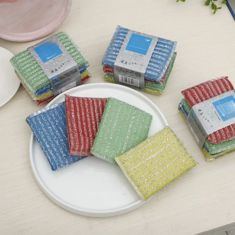 Pinstripe Scrubber Dishwashing Sponge Kitchen Dishwashing Dishcloth Sponge Wipe Brush Cleaner Cleaning Brush Kitchen Accessories