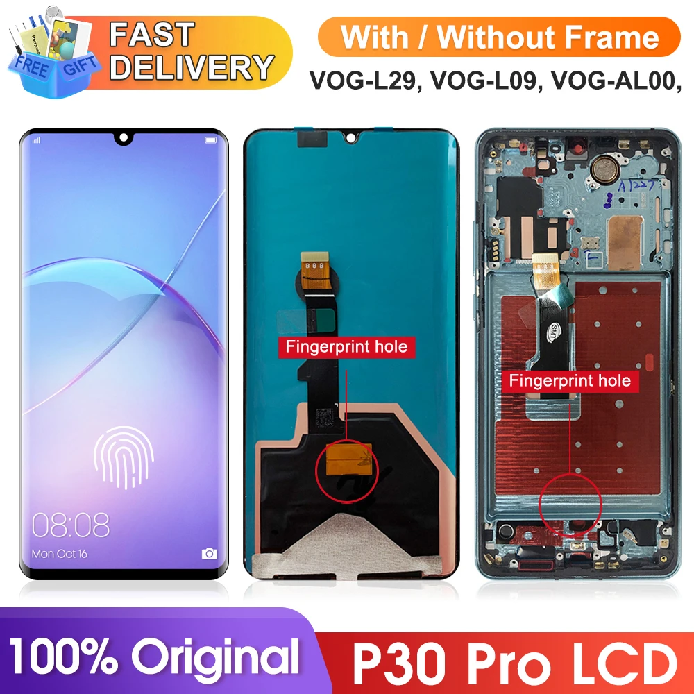 Go! P30 Pro Display Screen with Fingerprints, for Huawei P30 Pro VOG-L29 VOG-L09 Lcd Display Touch Screen Digitizer Replacement