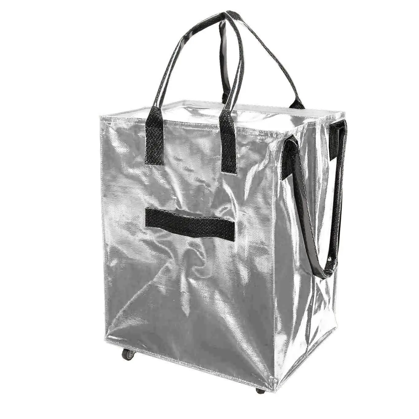 Foldable Wagon Cart with Wheels, Large Capacity Utility Cart for Grocery Shopping, Outdoor Travel,Heavy Duty Luggage Hauler Tote
