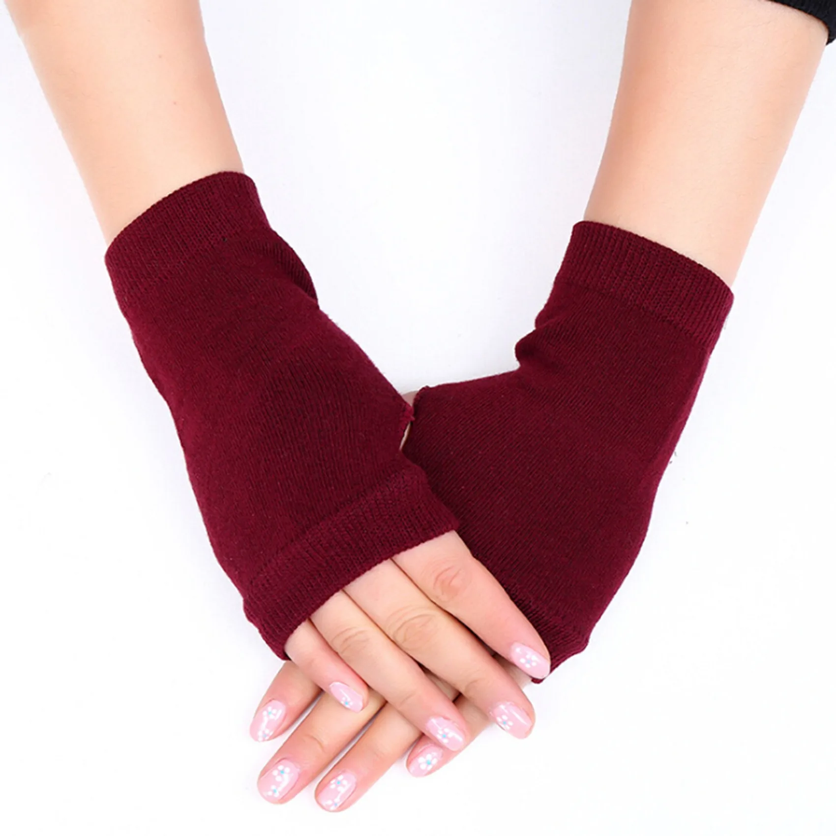 Knitted Fingerless Gloves Unisex Street Punk Gloves Outdoor Comfortable Solid Color Simple All-Match Sports Glove Elasticity