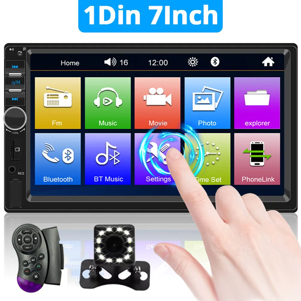 

1Din Car Radio Bluetooth 7inch Video Multimedia Stereo Player Universal Touch Screen Autoradio FM Receiver Mirror Link USB