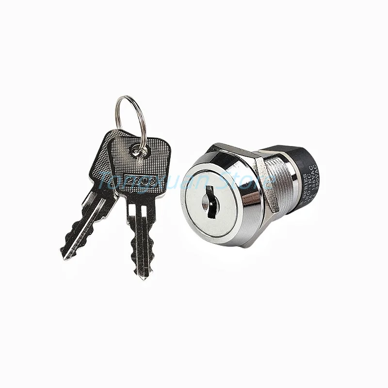 1pc 19mm Metal 4Pin ON-OFF 2 Positions DPST B Series Electronic Power Lock Key Switch 1NO 1NC 4A 125VAC 2A 250VAC