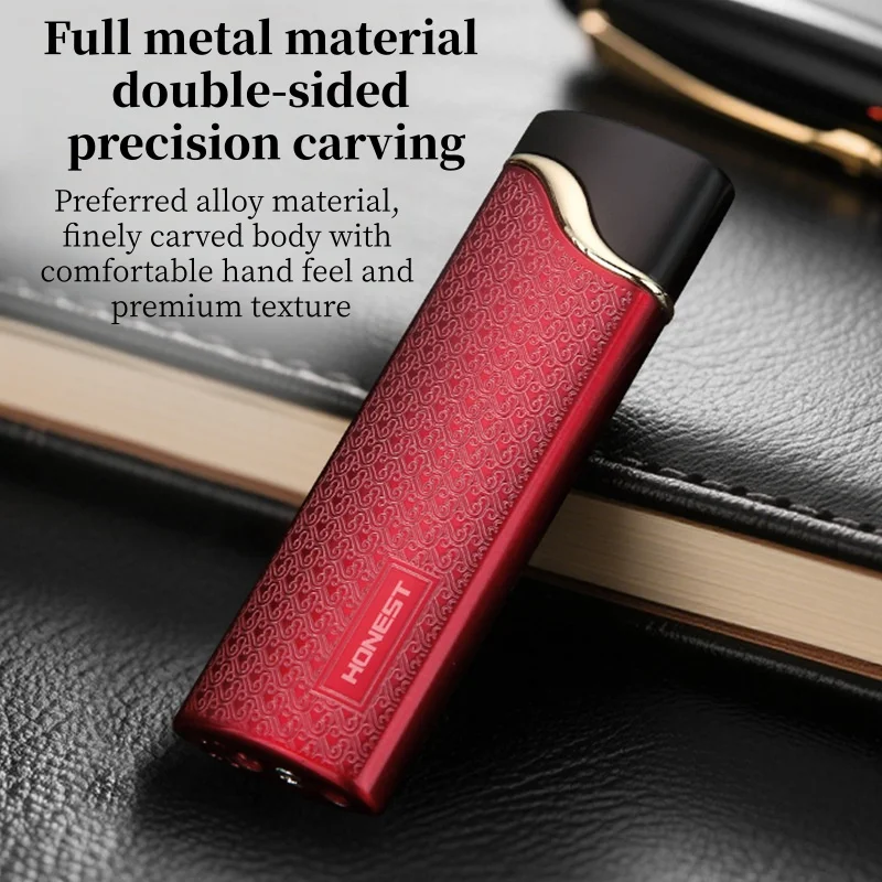 HONEST Nouveau Briquet Gonflable Coupe-Vent en Métal Compact et Fin, Allumeur Portable pour Moxibustion et Outil d'Allumage de Spirales Anti-Moustiques