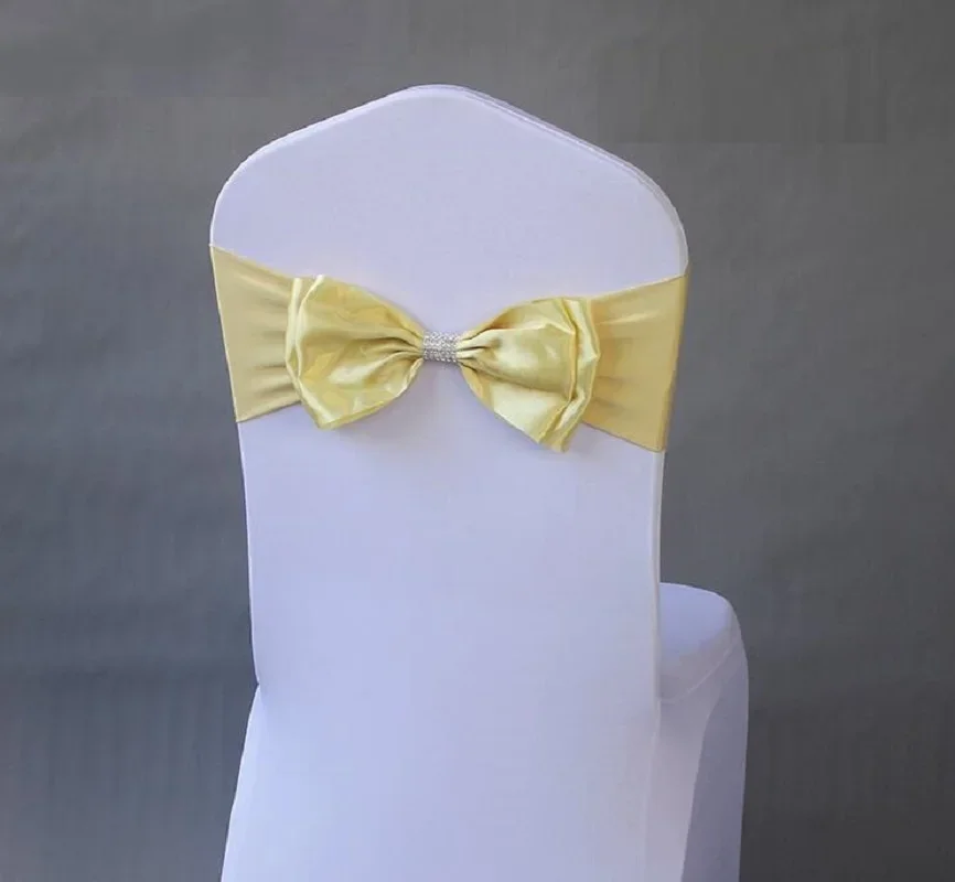 Wedding Spandex Chair Sash Satin Bow Tie Band Ready Made For Use Hotel Birthday Party Show Decoration